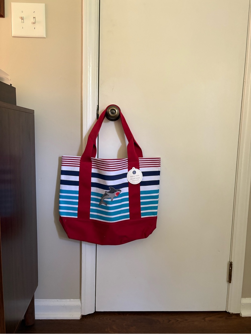 Pottery Barn Kids Red, Navy and White Striped Beach Tote SET OF TWO - Picture 5 of 7